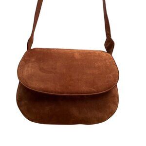 Vintage Susan Bennis Warren Edwards Brown Suede Crossbody Bag Sz M